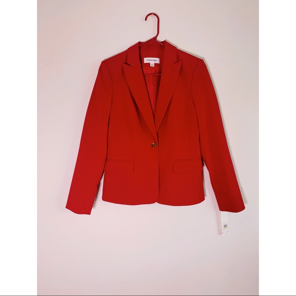 Size 4 Red Calvin Klein Blazer